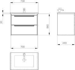 Ceruttispa Мебель для ванной Мессина 70 подвесная – фотография-5